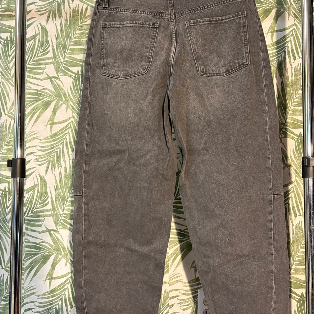 Old Navy Dark Gray High-Rise Barrel Leg Jeans - Picture 2 of 6